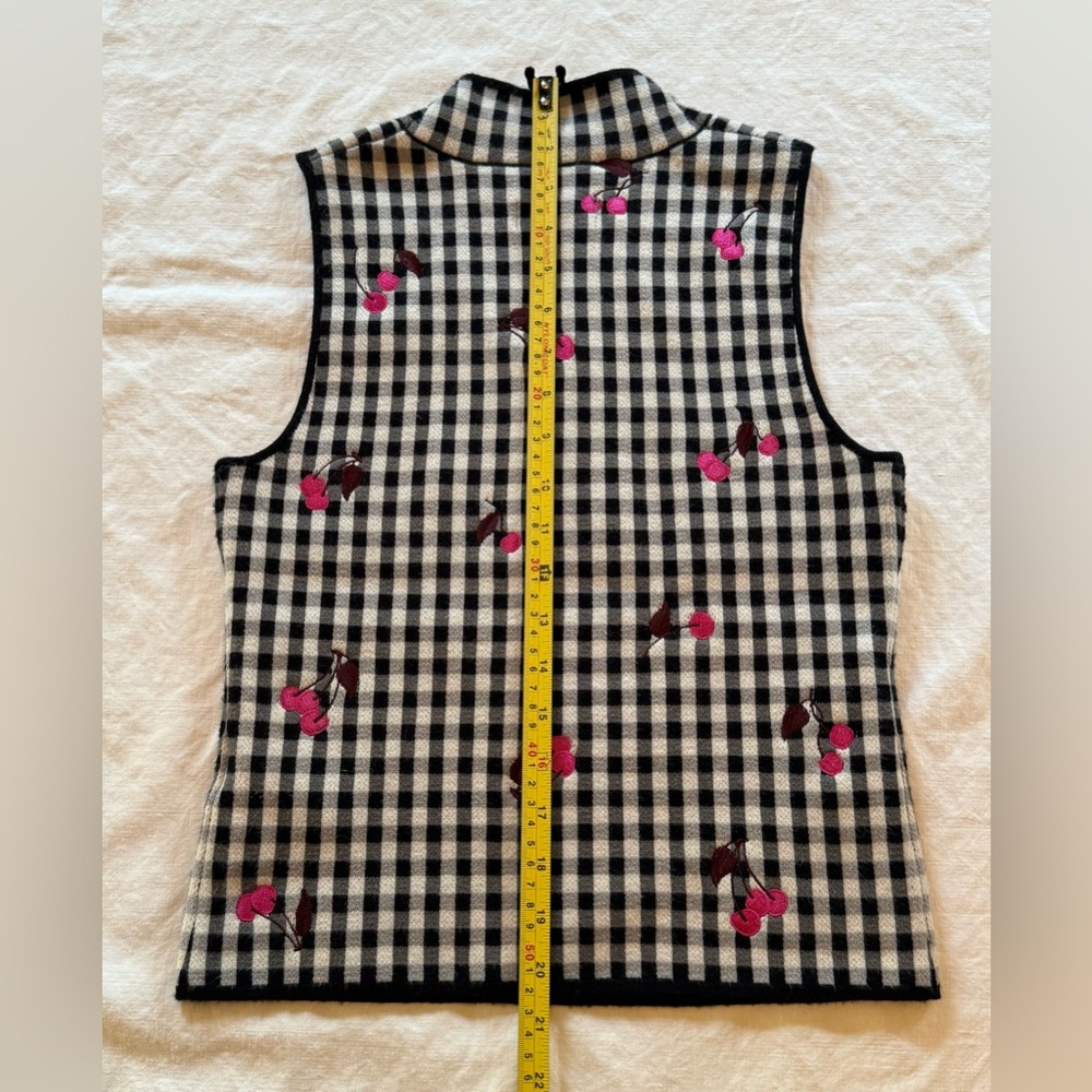 Maeve by Anthropologie Sleeveless Mock Neck Sweater Tank Black White Gingham XXS - Picture 12 of 16